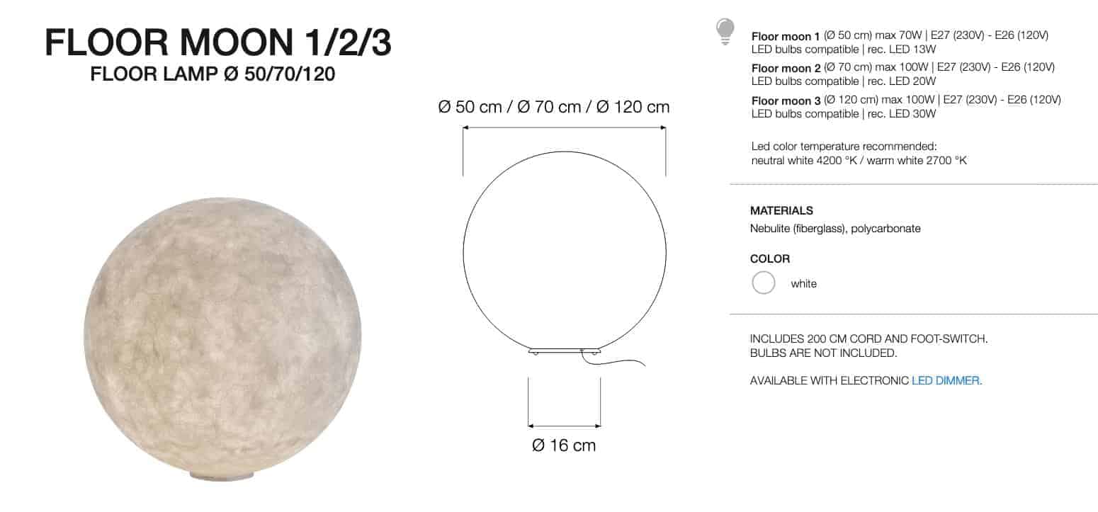 In-es.artdesign Luna lampada di design da terra Floor Moon 1 2 e 3