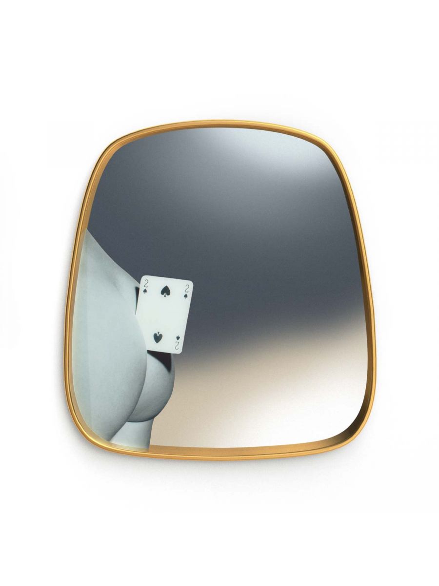 Mirror Gold Frame Two of Spades Seletti Toiletpaper